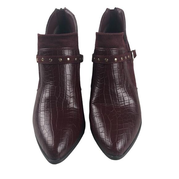 Bella-Vita Burgundy gold studded booties 8 - Picture 2 of 10